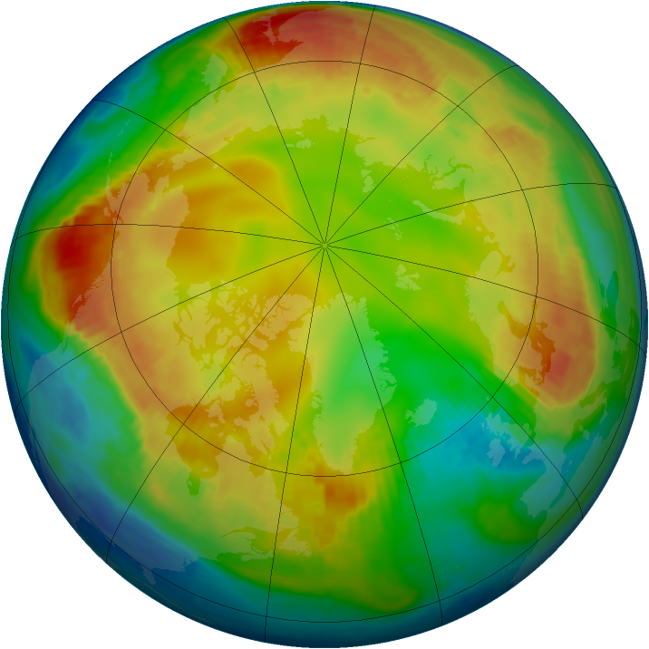 Arctic ozone map for 29 January 1999